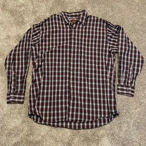 JoS A Bank Red Plaid Long Sleeve Button Up Shirt Size XL.